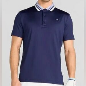 RedVanly Midnight Navy Blue Mael Polo Performance Golf Tipped Collar